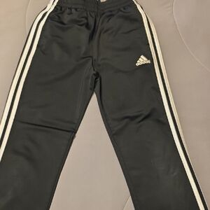 Adidas Kids Black Joggers with White Stripes